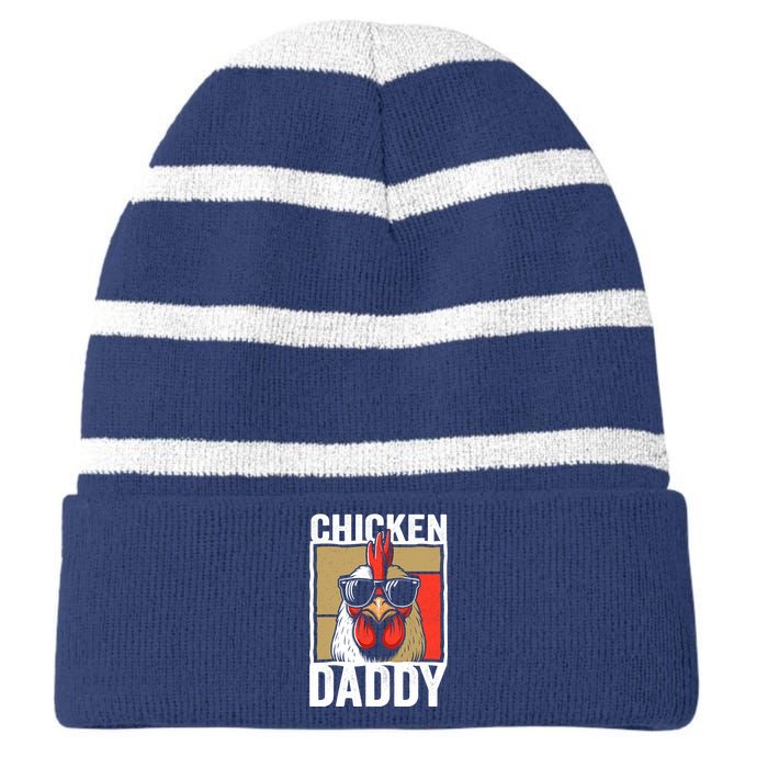 Chicken Daddy Rooster Farmer Funny Fathers Day For Striped Beanie with Solid Band