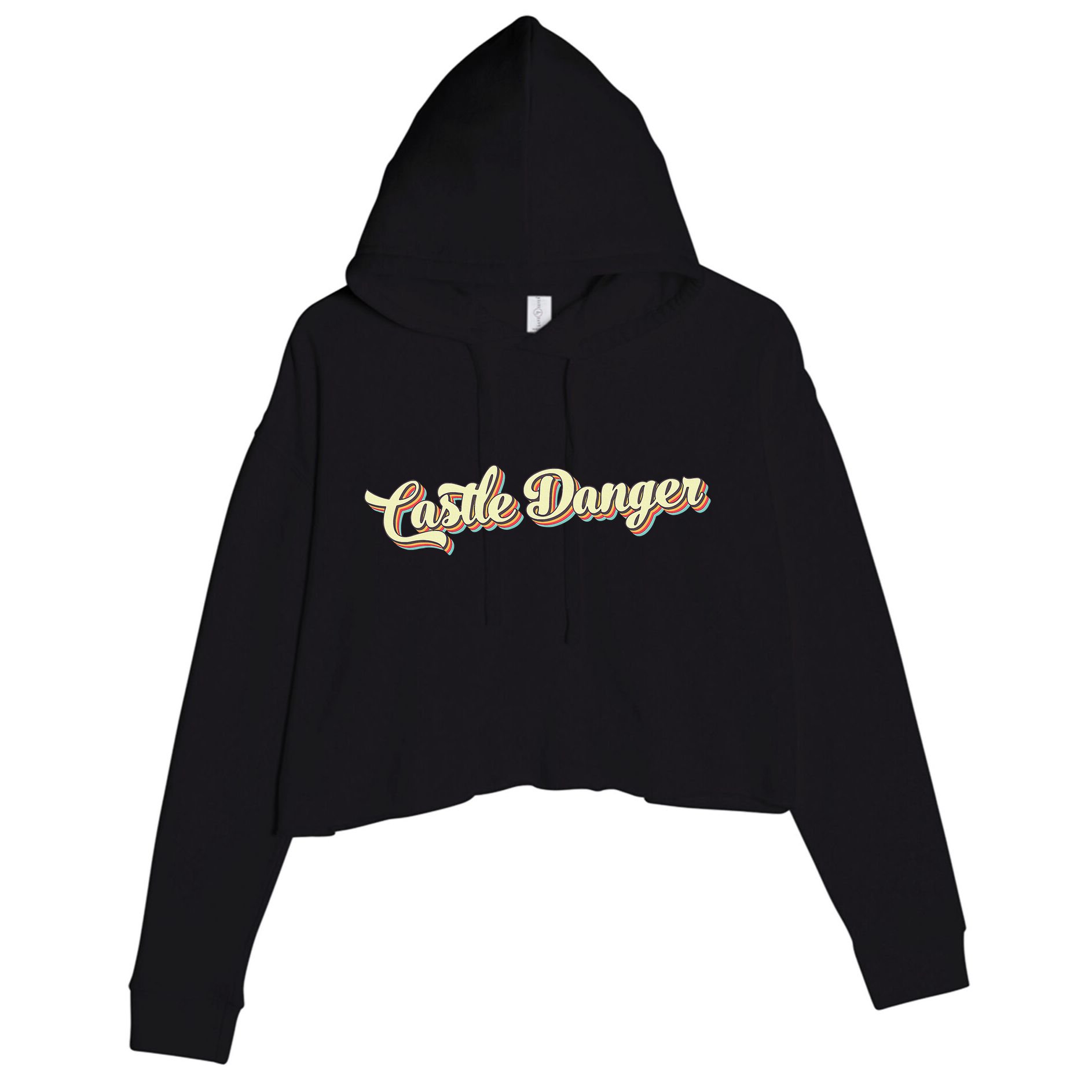 Castle Danger Retro Art Baseball Crop Fleece Hoodie