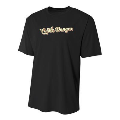 Castle Danger Retro Art Baseball Youth Performance Sprint T-Shirt