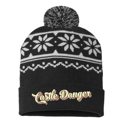 Castle Danger Retro Art Baseball USA-Made Snowflake Beanie