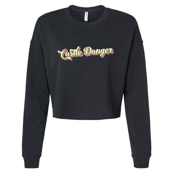 Castle Danger Retro Art Baseball Cropped Pullover Crew