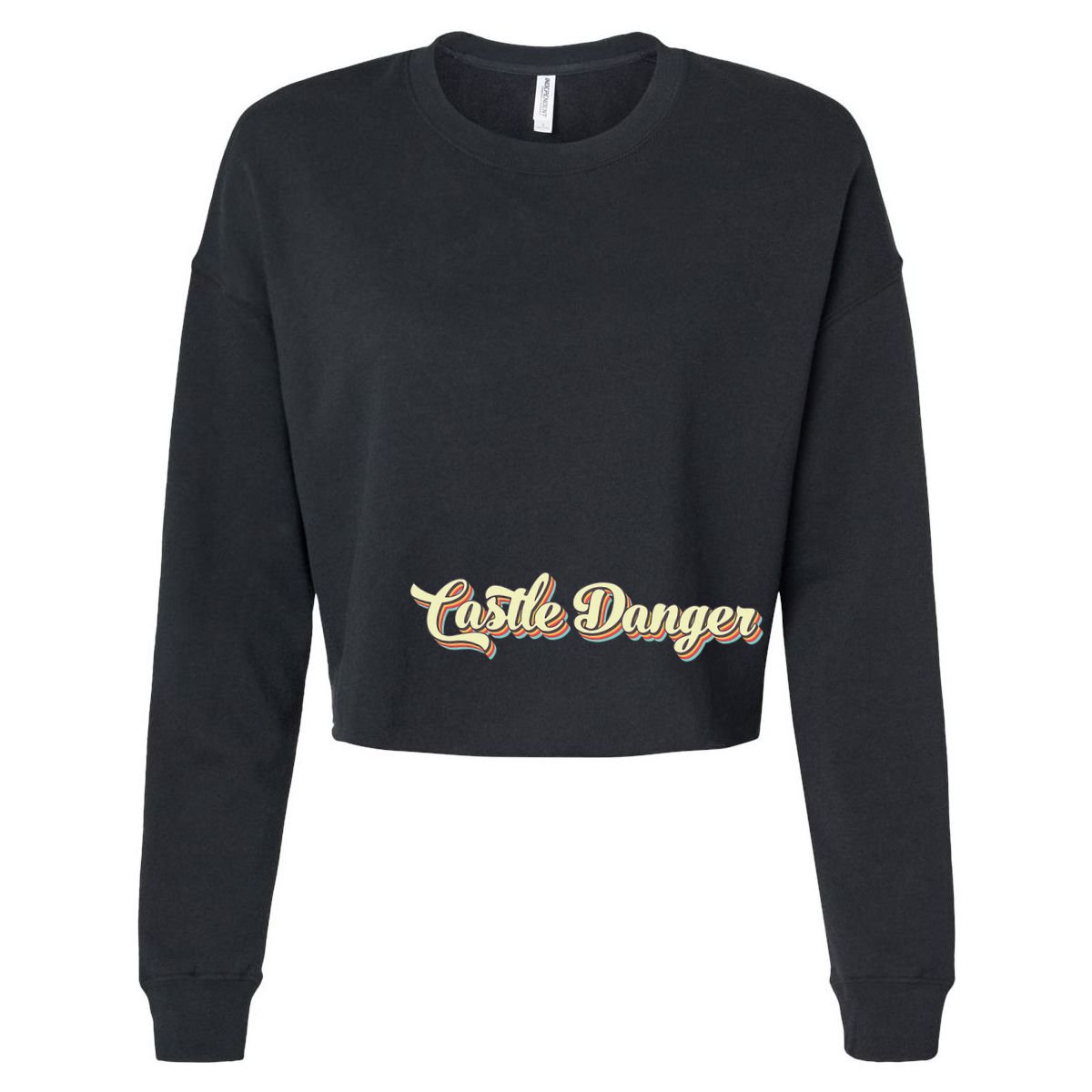 Castle Danger Retro Art Baseball Cropped Pullover Crew