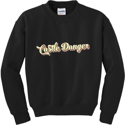 Castle Danger Retro Art Baseball Kids Sweatshirt