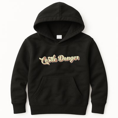 Castle Danger Retro Art Baseball Kids Hoodie