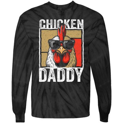 Chicken Daddy Rooster Farmer Funny Fathers Day Tie-Dye Long Sleeve Shirt