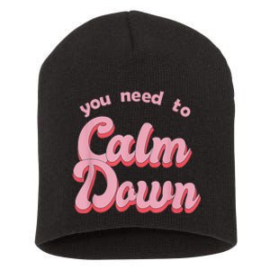 Calm Down Retro Style Short Acrylic Beanie