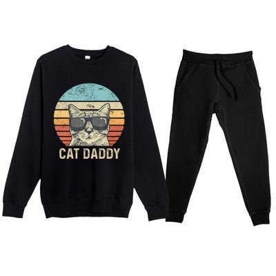 Cat Daddy Retro Cat Sunglasses Cool Cat Dad Gift Fathers Day Premium Crewneck Sweatsuit Set