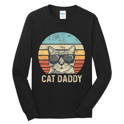 Cat Daddy Retro Cat Sunglasses Cool Cat Dad Gift Fathers Day Tall Long Sleeve T-Shirt