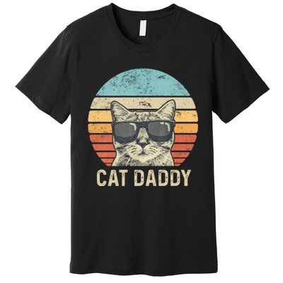 Cat Daddy Retro Cat Sunglasses Cool Cat Dad Gift Fathers Day Premium T-Shirt