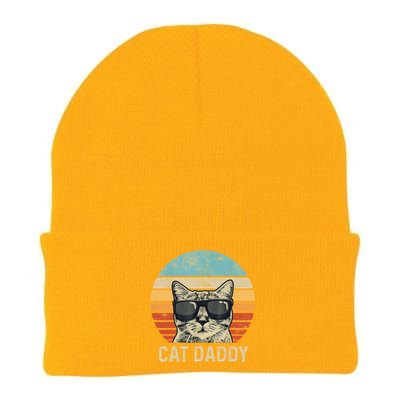 Cat Daddy Retro Cat Sunglasses Cool Cat Dad Gift Fathers Day Knit Cap Winter Beanie