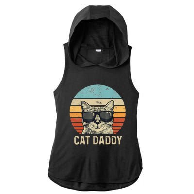 Cat Daddy Retro Cat Sunglasses Cool Cat Dad Gift Fathers Day Ladies PosiCharge Tri-Blend Wicking Draft Hoodie Tank