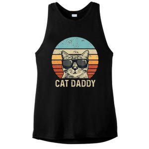 Cat Daddy Retro Cat Sunglasses Cool Cat Dad Gift Fathers Day Ladies PosiCharge Tri-Blend Wicking Tank