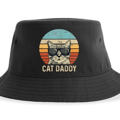 Cat Daddy Retro Cat Sunglasses Cool Cat Dad Gift Fathers Day Sustainable Bucket Hat