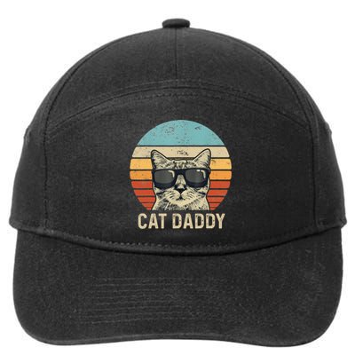 Cat Daddy Retro Cat Sunglasses Cool Cat Dad Gift Fathers Day 7-Panel Snapback Hat