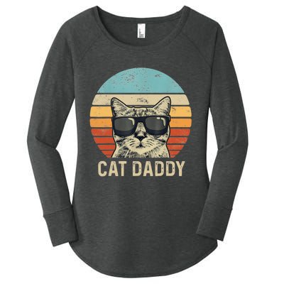 Cat Daddy Retro Cat Sunglasses Cool Cat Dad Gift Fathers Day Women's Perfect Tri Tunic Long Sleeve Shirt