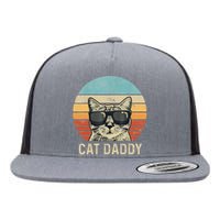 Cat Daddy Retro Cat Sunglasses Cool Cat Dad Gift Fathers Day Flat Bill Trucker Hat