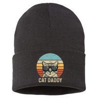 Cat Daddy Retro Cat Sunglasses Cool Cat Dad Gift Fathers Day Sustainable Knit Beanie