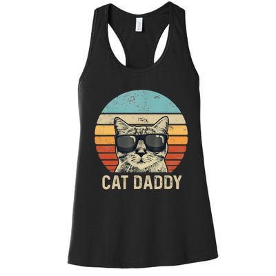 Cat Daddy Retro Cat Sunglasses Cool Cat Dad Gift Fathers Day Women's Racerback Tank