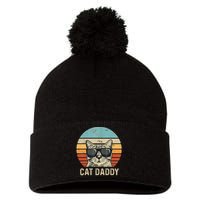 Cat Daddy Retro Cat Sunglasses Cool Cat Dad Gift Fathers Day Pom Pom 12in Knit Beanie