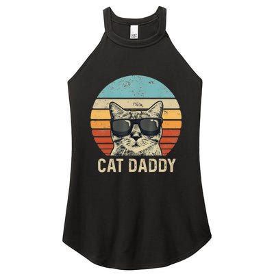 Cat Daddy Retro Cat Sunglasses Cool Cat Dad Gift Fathers Day Women's Perfect Tri Rocker Tank