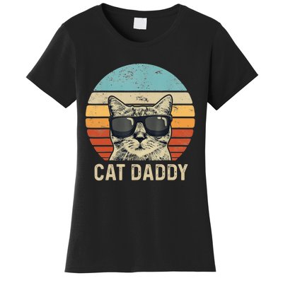 Cat Daddy Retro Cat Sunglasses Cool Cat Dad Gift Fathers Day Women's T-Shirt