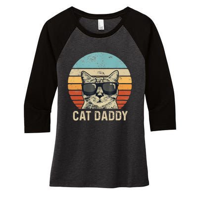 Cat Daddy Retro Cat Sunglasses Cool Cat Dad Gift Fathers Day Women's Tri-Blend 3/4-Sleeve Raglan Shirt