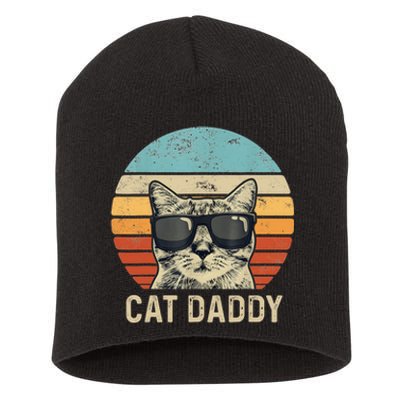 Cat Daddy Retro Cat Sunglasses Cool Cat Dad Gift Fathers Day Short Acrylic Beanie