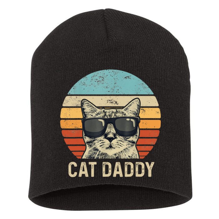 Cat Daddy Retro Cat Sunglasses Cool Cat Dad Gift Fathers Day Short Acrylic Beanie