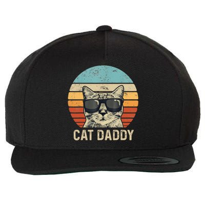 Cat Daddy Retro Cat Sunglasses Cool Cat Dad Gift Fathers Day Wool Snapback Cap