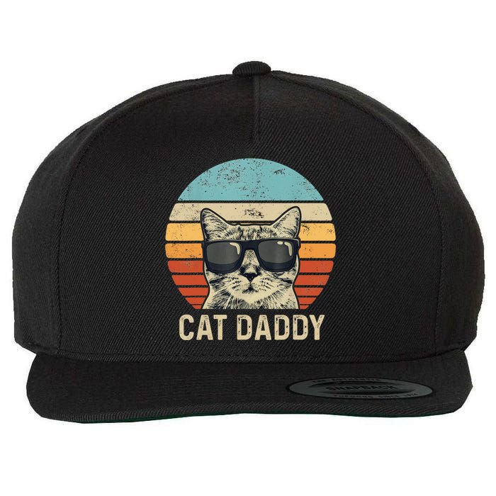 Cat Daddy Retro Cat Sunglasses Cool Cat Dad Gift Fathers Day Wool Snapback Cap