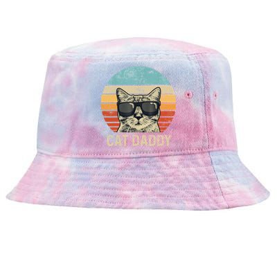 Cat Daddy Retro Cat Sunglasses Cool Cat Dad Gift Fathers Day Tie-Dyed Bucket Hat