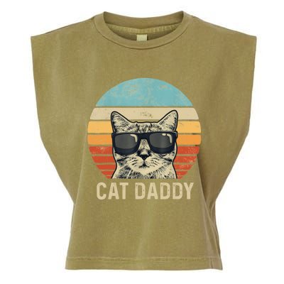 Cat Daddy Retro Cat Sunglasses Cool Cat Dad Gift Fathers Day Garment-Dyed Women's Muscle Tee