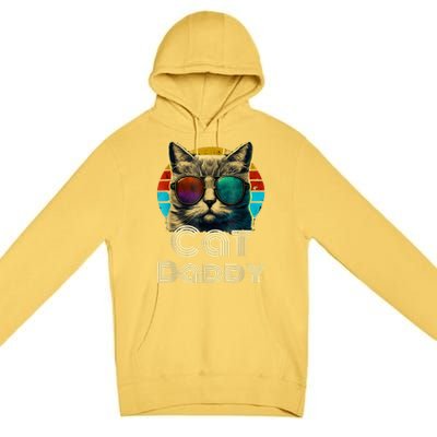 Cat Daddy, Retro Cat Dad, 80s, 90s, Vintage Premium Pullover Hoodie