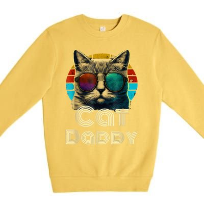 Cat Daddy, Retro Cat Dad, 80s, 90s, Vintage Premium Crewneck Sweatshirt