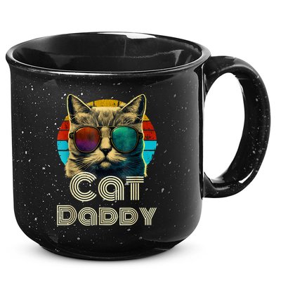 Cat Daddy, Retro Cat Dad, 80s, 90s, Vintage 15oz Campfire Ceramic Mug