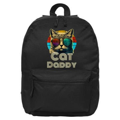 Cat Daddy, Retro Cat Dad, 80s, 90s, Vintage 16 in Basic Backpack