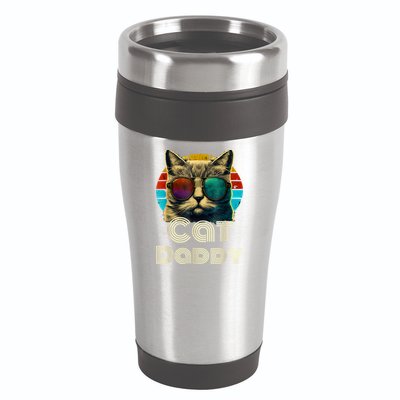 Cat Daddy, Retro Cat Dad, 80s, 90s, Vintage 16oz Travel Tumbler