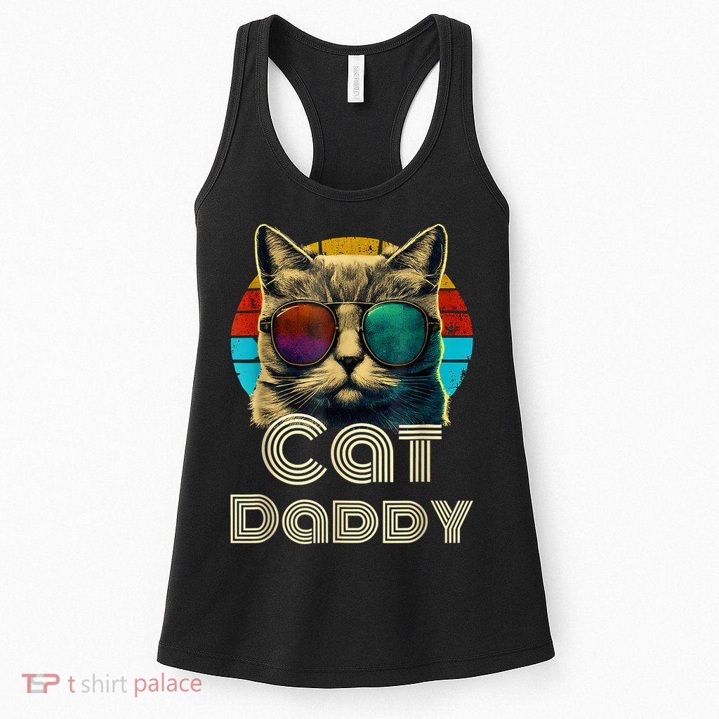 Cat Daddy, Retro Cat Dad, 80s, 90s, Vintage Womens Tank Top