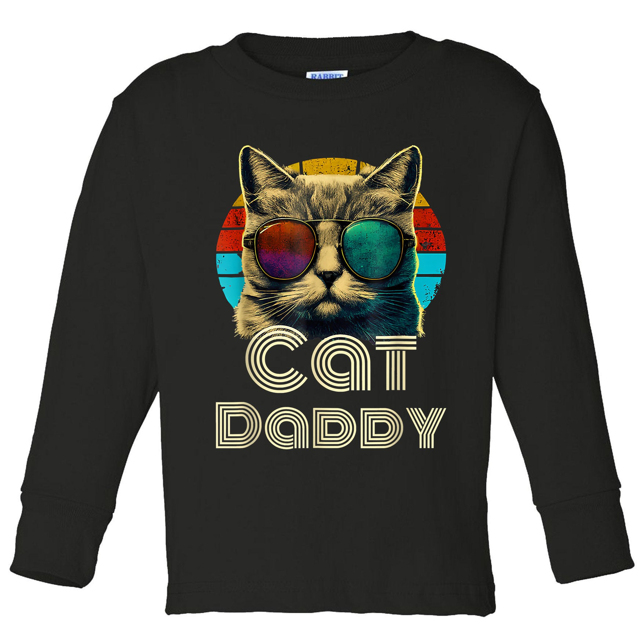 Cat Daddy, Retro Cat Dad, 80s, 90s, Vintage Toddler Long Sleeve Shirt