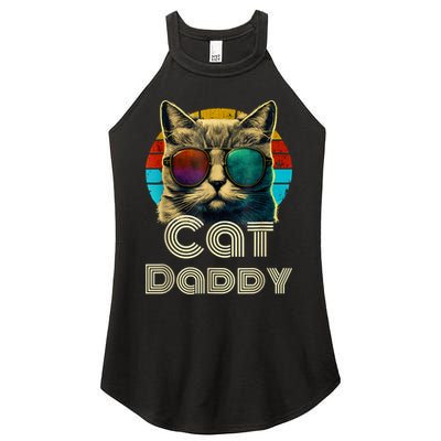 Cat Daddy, Retro Cat Dad, 80s, 90s, Vintage Women's Perfect Tri Rocker Tank