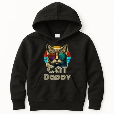 Cat Daddy, Retro Cat Dad, 80s, 90s, Vintage Kids Hoodie