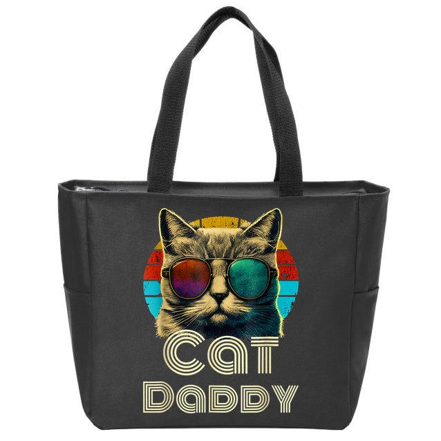 Cat Daddy, Retro Cat Dad, 80s, 90s, Vintage Zip Tote Bag