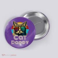 Cat Daddy, Retro Cat Dad, 80s, 90s, Vintage Button