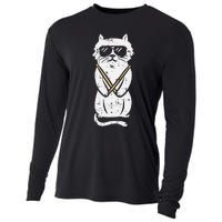 Cat Drumstick Rock Music Drumming Animal Pet Drummer Gift Cooling Performance Long Sleeve Crew