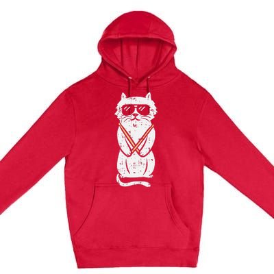 Cat Drumstick Rock Music Drumming Animal Pet Drummer Gift Premium Pullover Hoodie