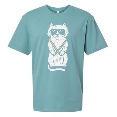 Cat Drumstick Rock Music Drumming Animal Pet Drummer Gift Sueded Cloud Jersey T-Shirt