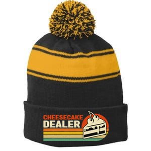 Cheesecake Dealer Retro Sweets Goodies Desserts Cheesecake Stripe Pom Pom Beanie