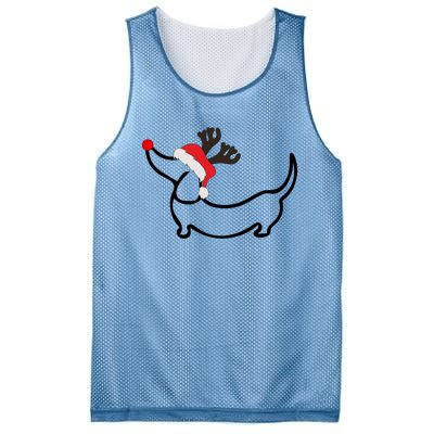 Christmas Dachshund Reindeer In Santa Hat Gift Mesh Reversible Basketball Jersey Tank