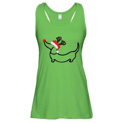 Christmas Dachshund Reindeer In Santa Hat Gift Ladies Essential Flowy Tank