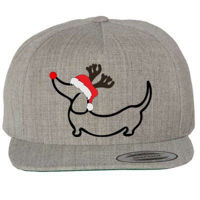 Christmas Dachshund Reindeer In Santa Hat Gift Wool Snapback Cap